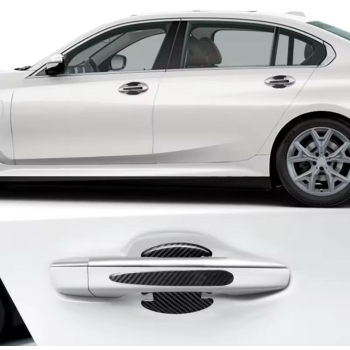 Czarne ochronne grube karbonowe naklejki pod klamki od zarysowań